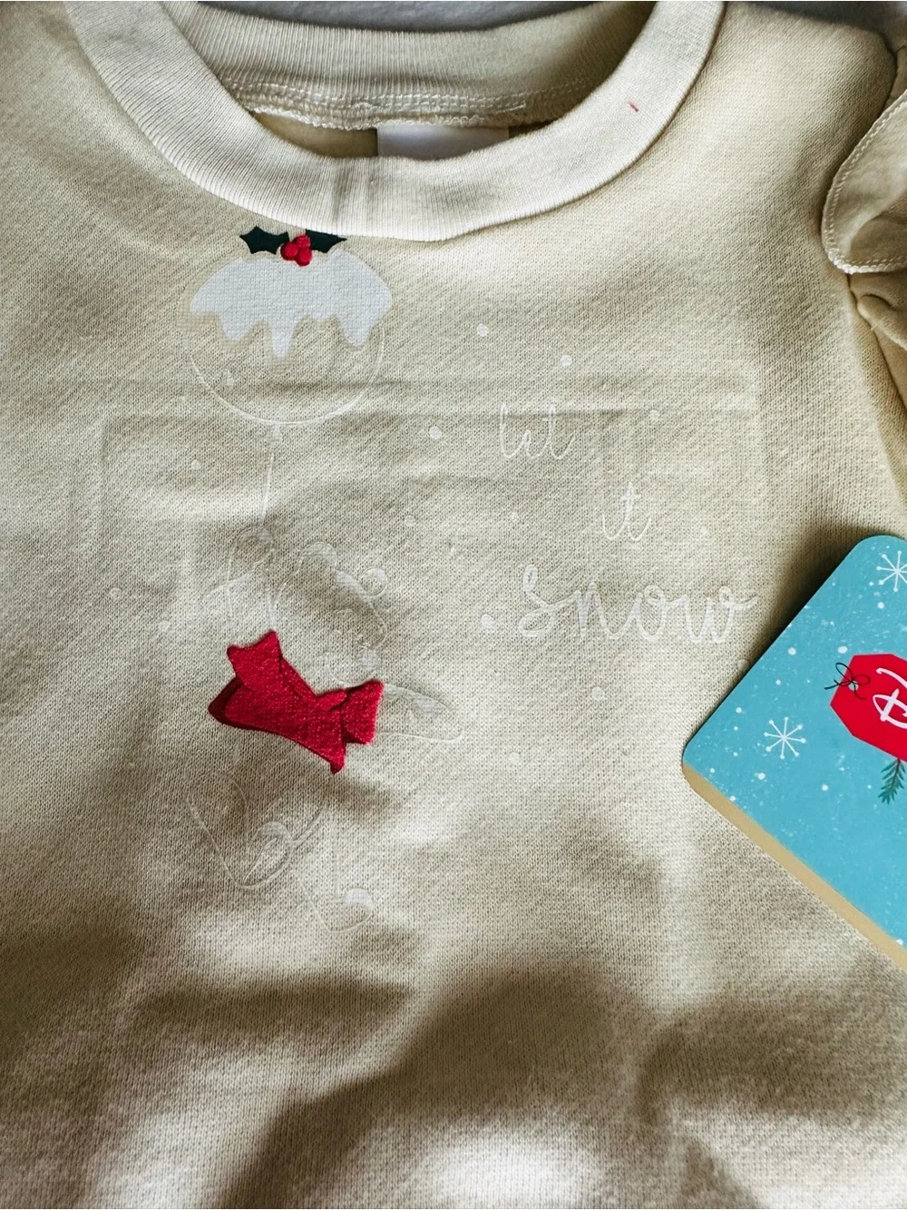 Disney Cream and Red Holiday Knit Top & Leggings Set